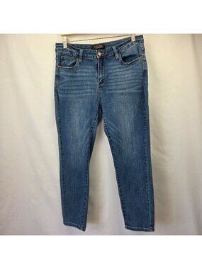 Judy Blue Womens Size 32 Mid-Rise Slim Fit Stretch Denim Jeans In Medium Wash